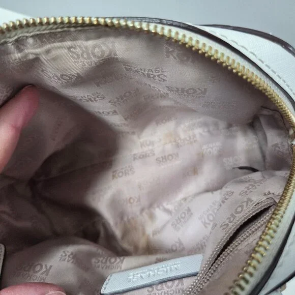 Michael Kors Purse White Saffiano Leather Jet Set Small Satchel Crossbody Bag - Picture 13 of 16